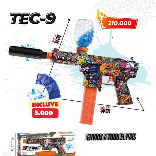 Pistola de juguete personalizable TEC-9 con integración manual con Balines De Gel 5.000